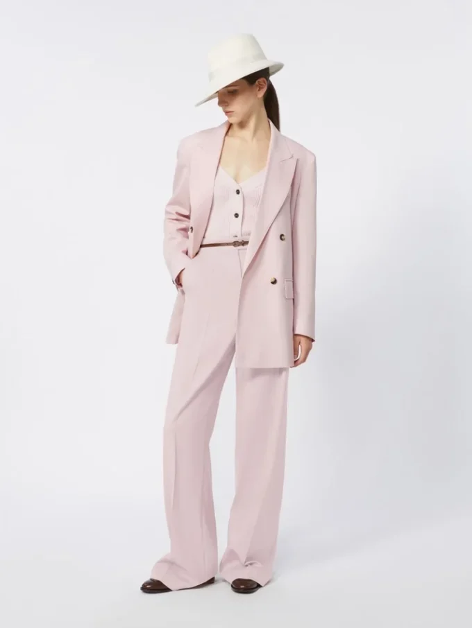 Wool, mohair and silk trousers, beige pink