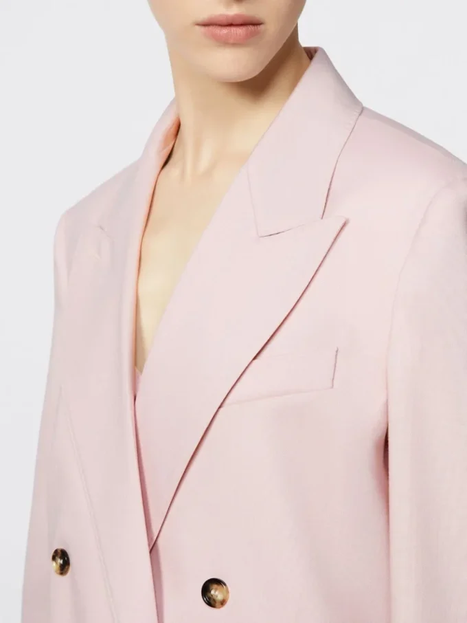 Double-breasted wool, mohair and silk blazer, beige pink