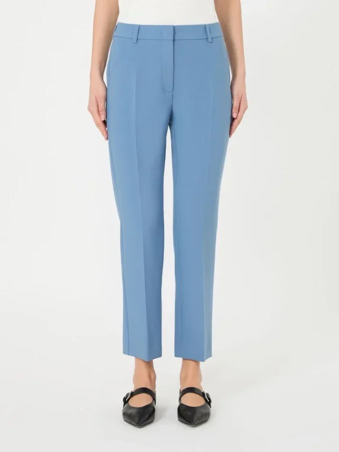 Double-faced viscose canvas trousers, light blue