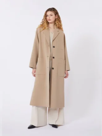 Double-faced wool-blend coat, camel