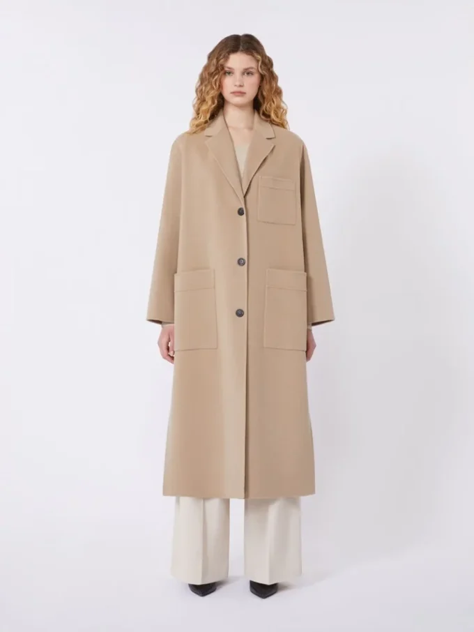 Double-faced wool-blend coat, camel