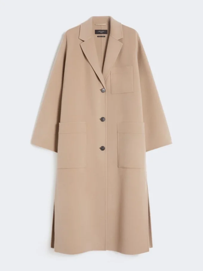 Double-faced wool-blend coat, camel