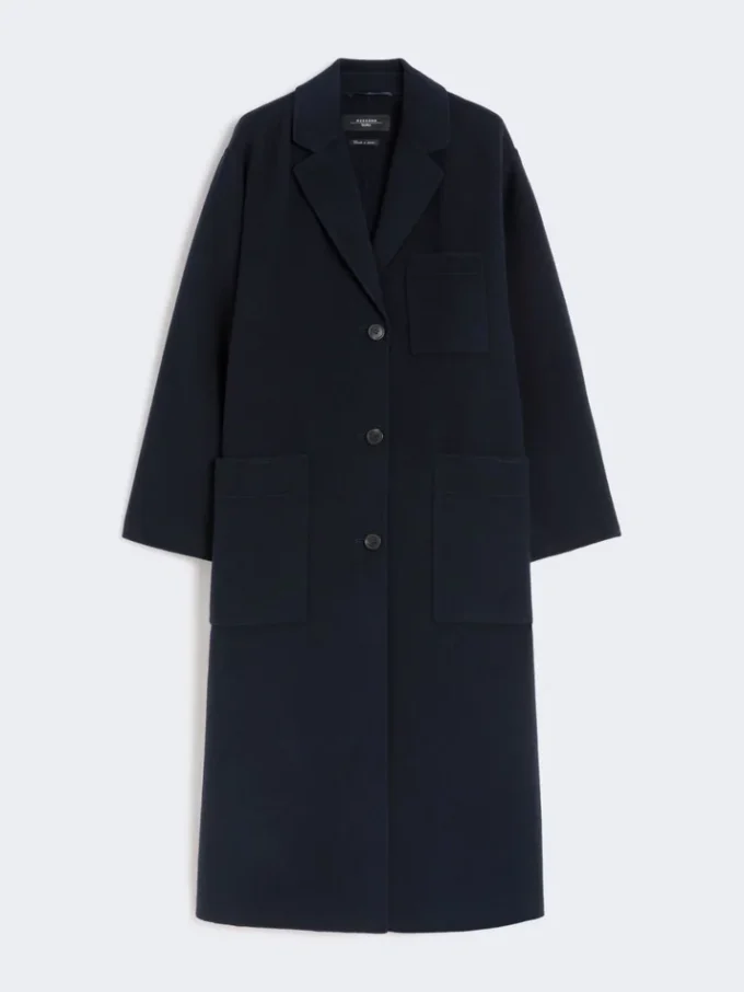 Double-faced wool-blend coat, navy