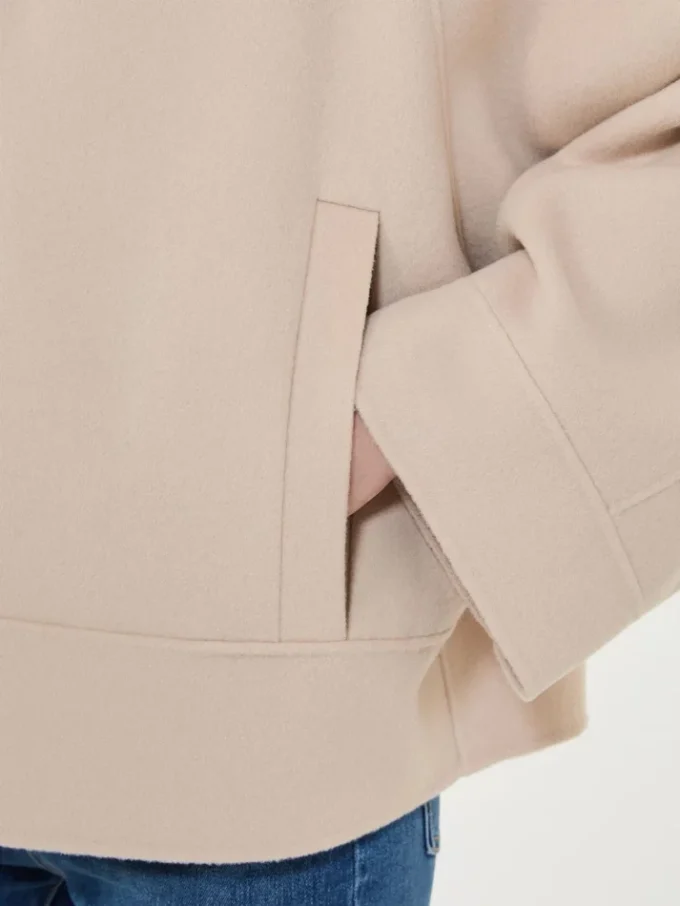 Double-faced wool-blend coat, sand