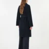 Double-faced wool-blend robe coat, navy