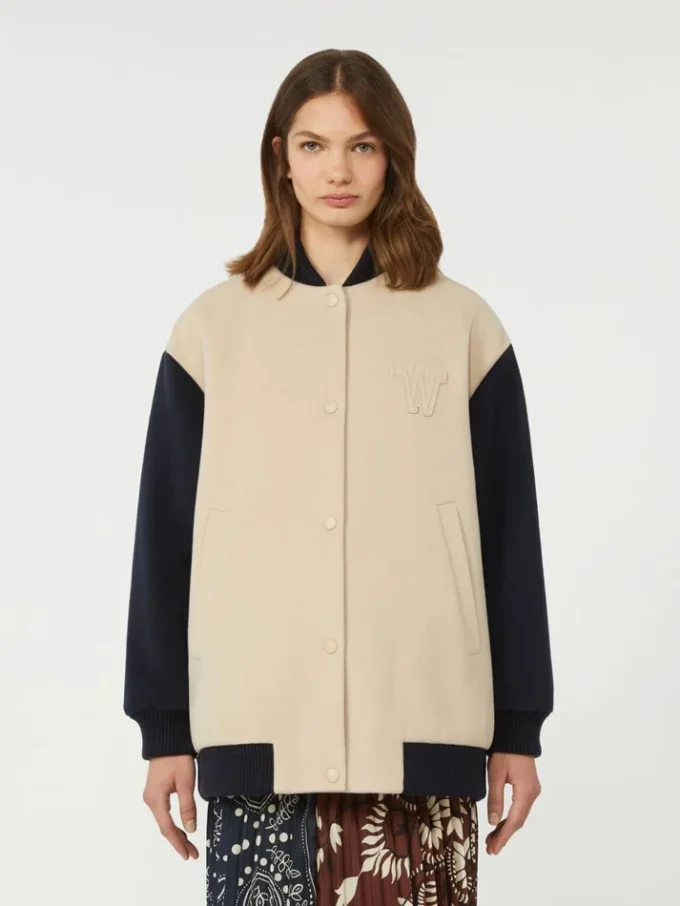 Double-faced wool bomber jacket, sand