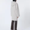 Double-faced wool hooded coat, beige