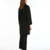 Double-faced wool robe coat, black