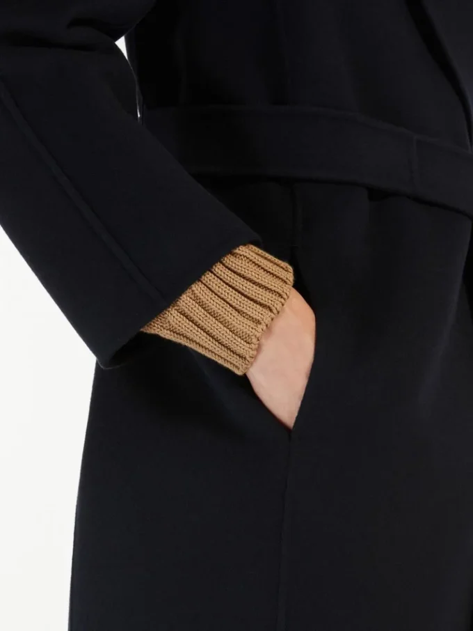 Double-faced wool robe coat, midnightblue