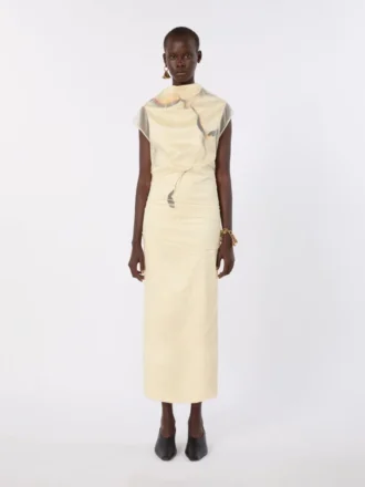 Double-layer satin dress, light yellow