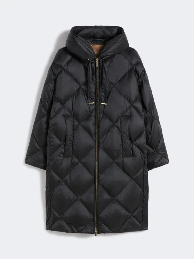 Down jacket in iridescent water-repellent fabric, black