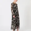 Dress in printed chiffon, black Dress in printed chiffon, black