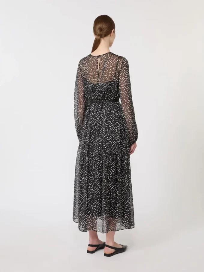 Dress in printed chiffon, black Dress in printed chiffon, black