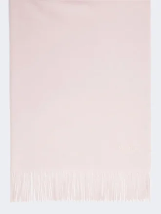 Embroidered and fringed cashmere stole, pink
