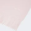 Embroidered and fringed cashmere stole, pink