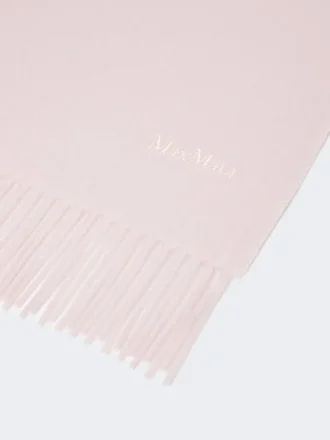 Embroidered and fringed cashmere stole, pink