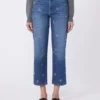 Embroidered denim jeans, navy