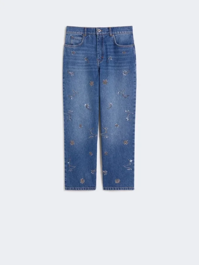 Embroidered denim jeans, navy