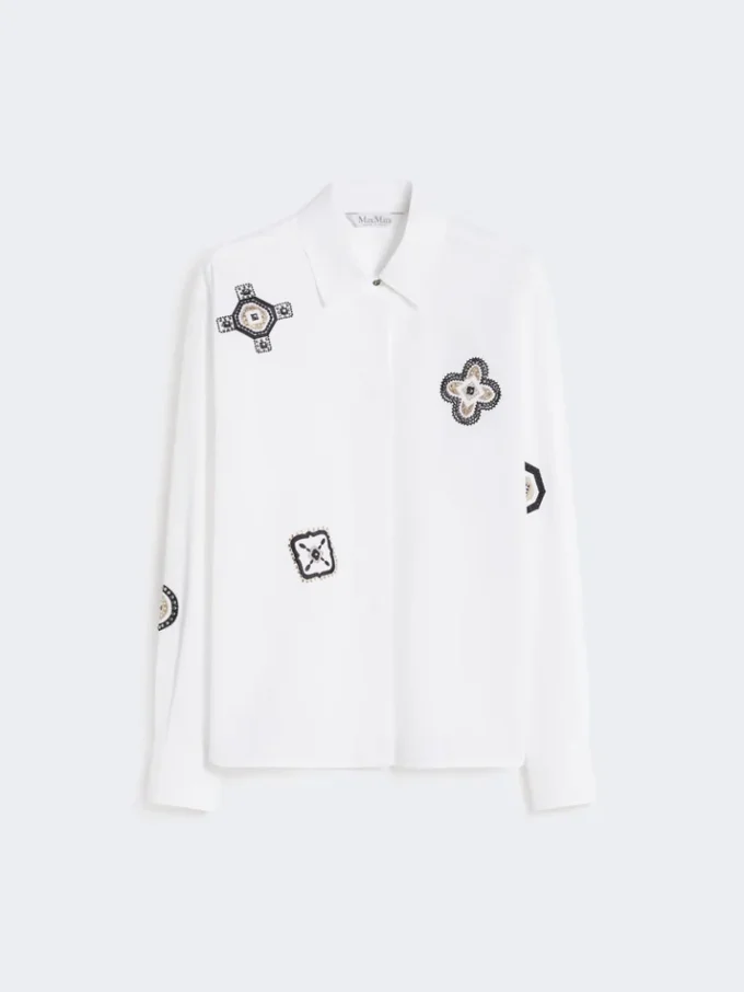 Embroidered poplin shirt, optical white