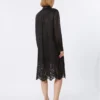 Embroidered ramie gauze shirt dress, black Embroidered ramie gauze shirt dress, black