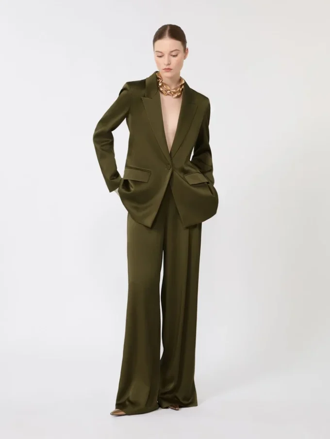 Envers satin trousers, moss green Envers satin trousers, moss green