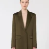 Envers satin blazer, moss green