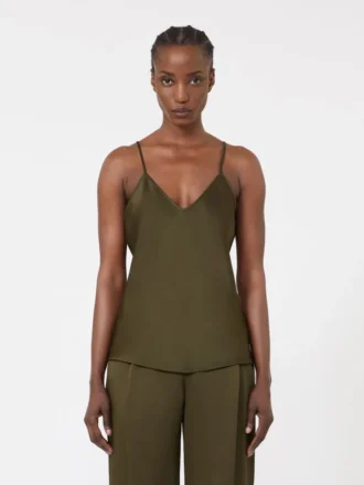 Envers satin camisole top, moss green