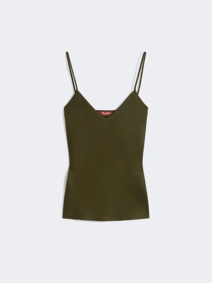 Envers satin camisole top, moss green