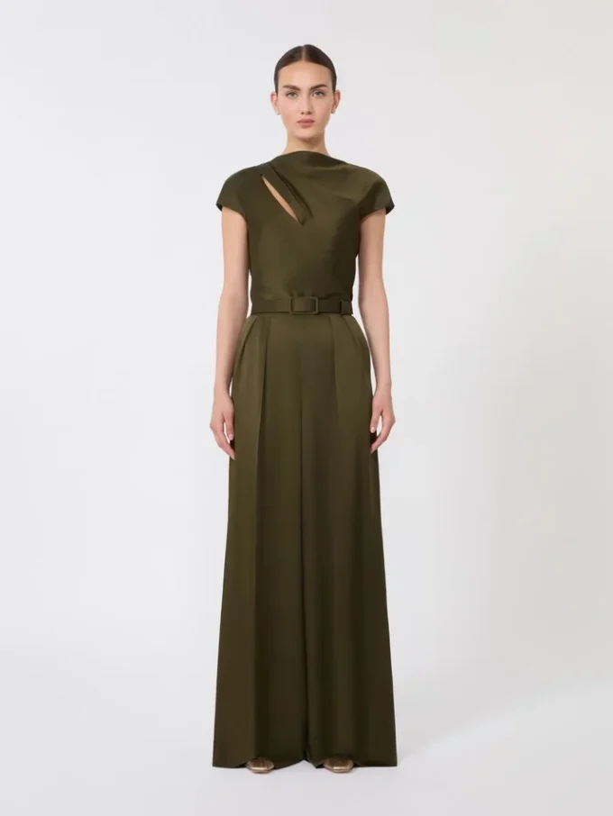 Envers satin jumpsuit, moss green
