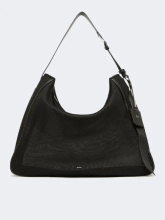 Extra-large handbag in technical mesh, black