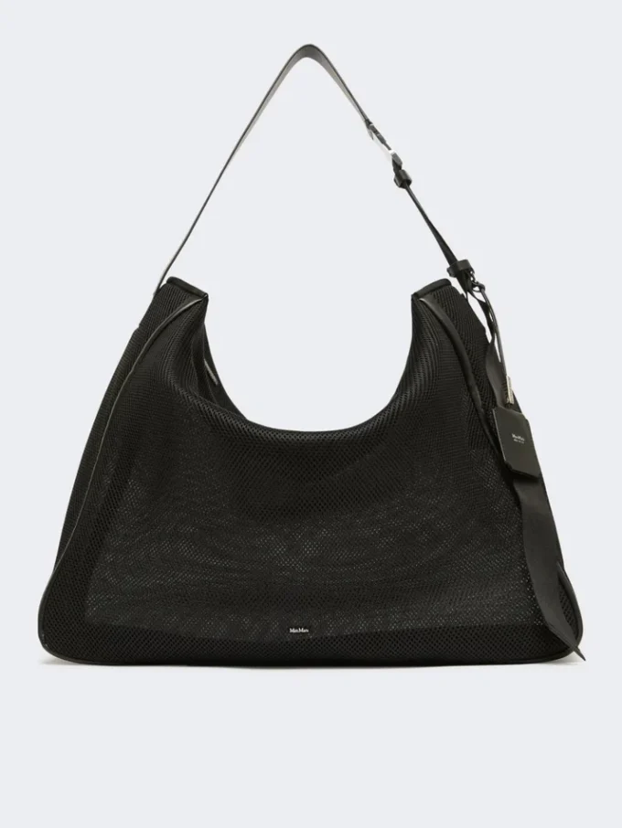 Extra-large handbag in technical mesh, black