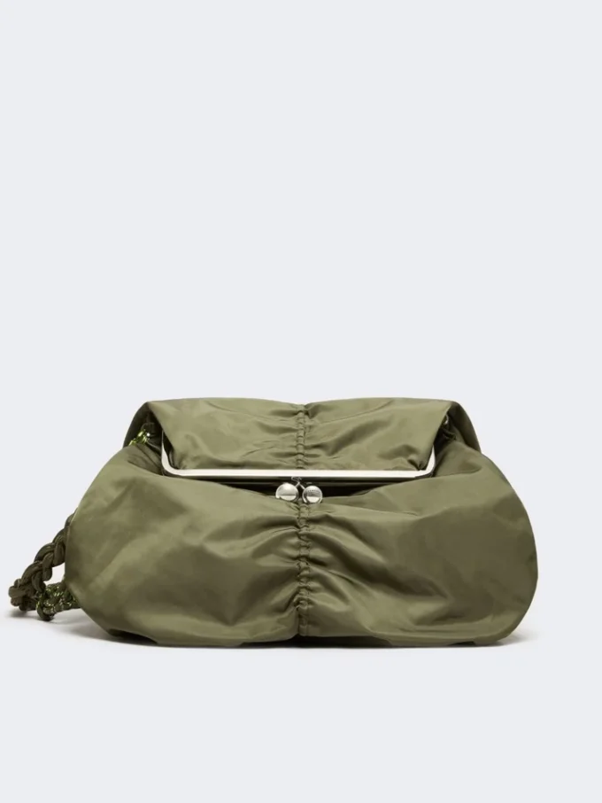 Extra-large technical gabardine pasticcino bag, sage green