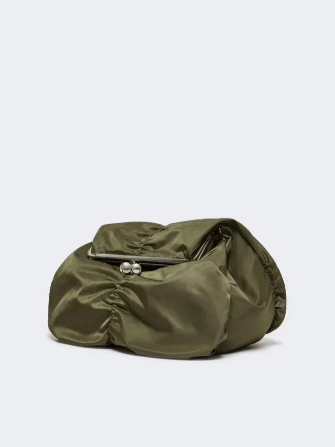 Extra-large technical gabardine pasticcino bag, sage green