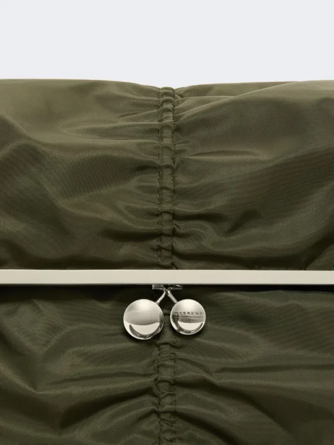 Extra-large technical gabardine pasticcino bag, sage green