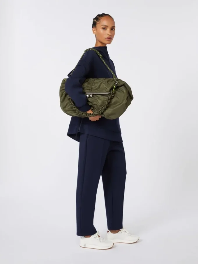 Extra-large technical gabardine pasticcino bag, sage green