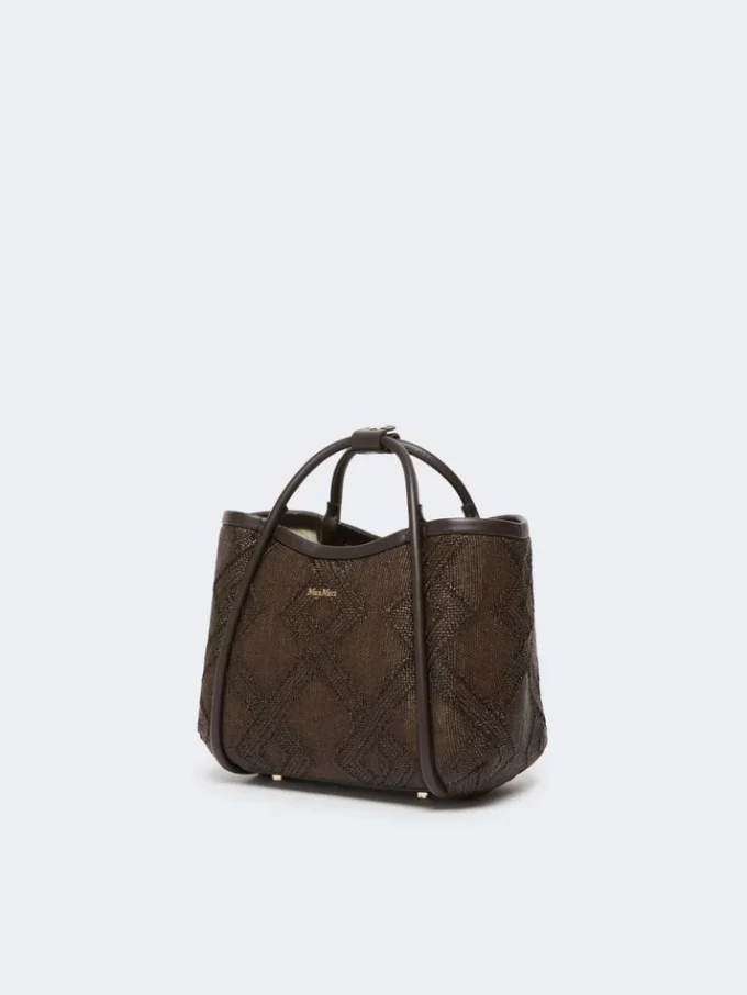 Extra-small marine bag in diamond-patterned basketweave, dark brown
