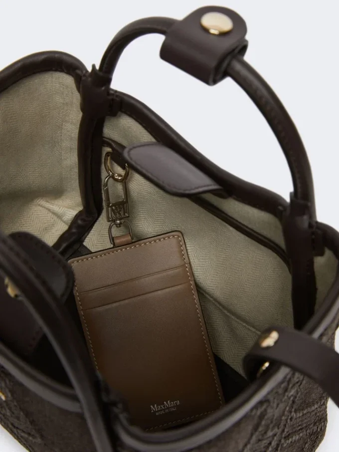 Extra-small marine bag in diamond-patterned basketweave, dark brown