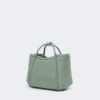 Extra-small raffia-look basketweave marine bag, sage green