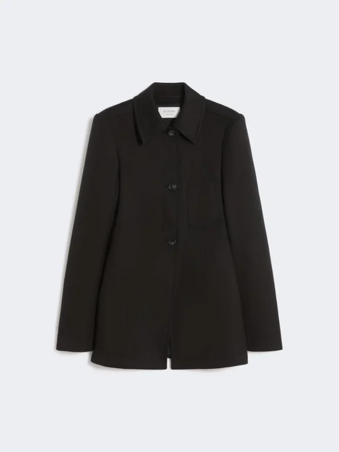 Fitted gabardine shirt jacket, black