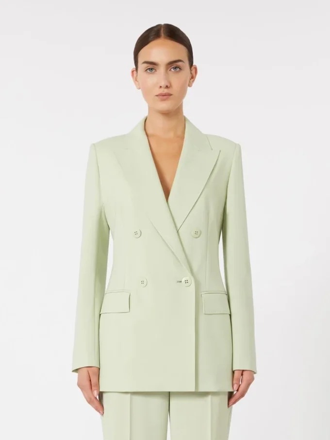 Fitted wool crepe blazer, green