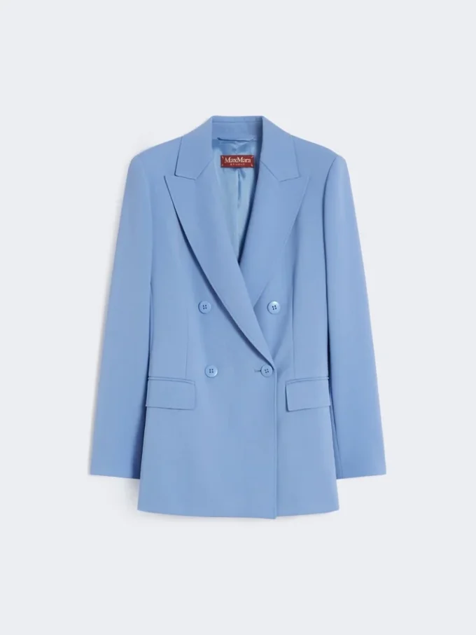 Fitted wool crepe blazer, light blue