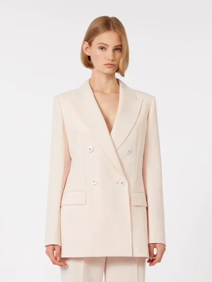 Fitted wool crepe blazer, pink