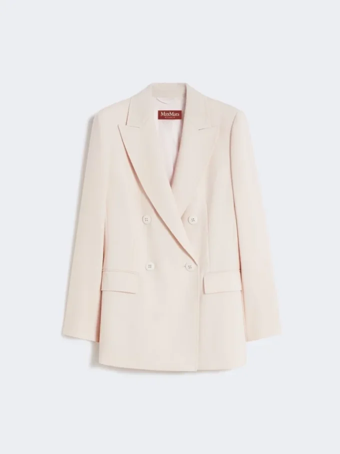 Fitted wool crepe blazer, pink