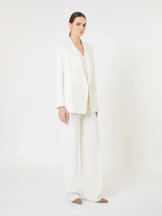 Fitted wool crepe blazer, white