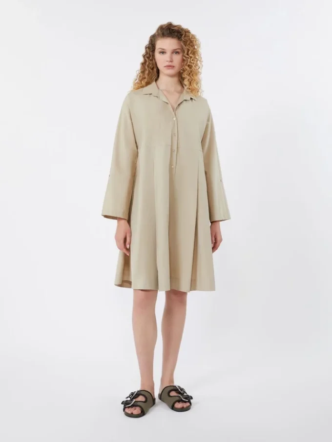 Flared cotton-poplin dress, sand Flared cotton-poplin dress, sand