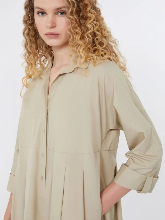 Flared cotton-poplin dress, sand Flared cotton-poplin dress, sand