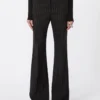 Flared pinstripe wool trousers, black