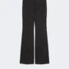 Flared pinstripe wool trousers, black