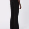Flared stretch viscose trousers, black