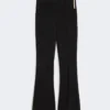 Flared stretch viscose trousers, black